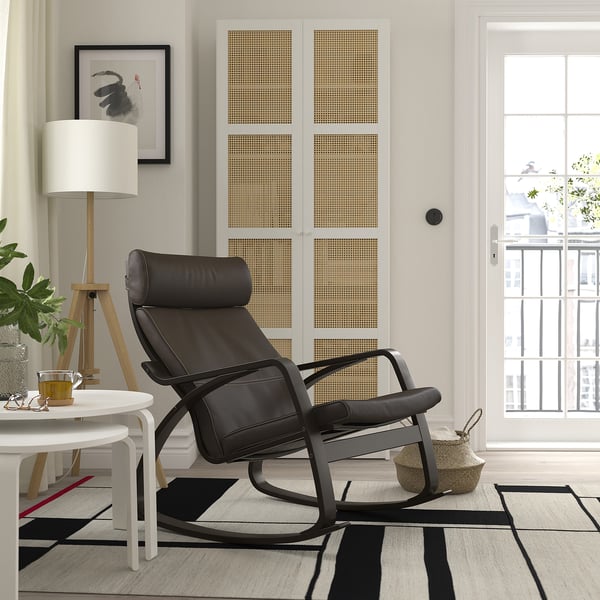 POÄNG - Rocking chair, black-brown/Glose brown ,