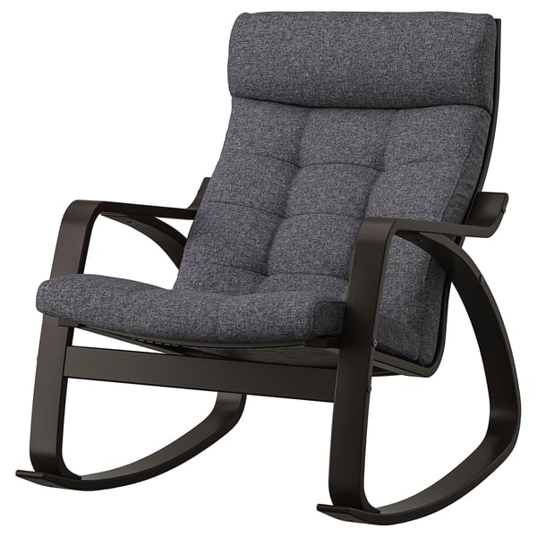 POÄNG rocking-chair, black-brown/Gunnared dark grey, 68x95x94 cm