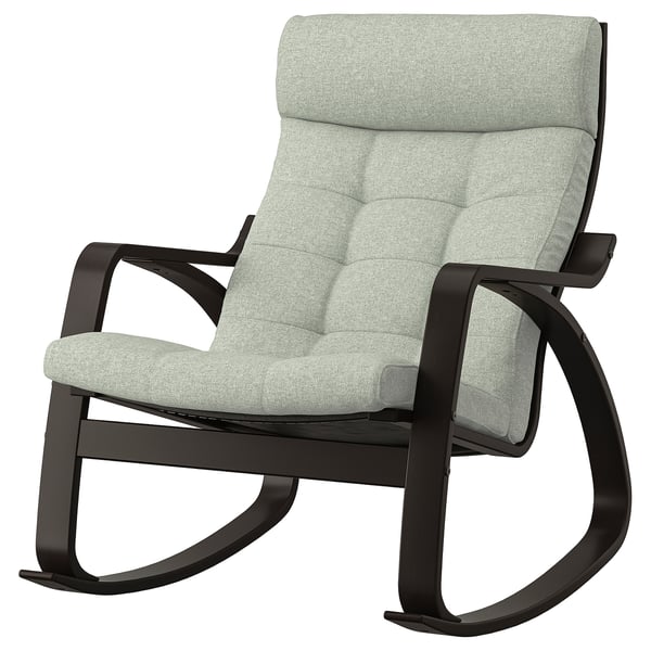 POÄNG rocking-chair, black-brown/Gunnared light green, 68x95x94 cm