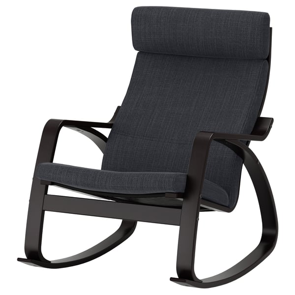 POÄNG rocking-chair, black-brown/Hillared anthracite, 56x95x94 cm