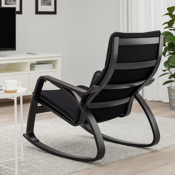 POÄNG rocking-chair, black-brown/Knisa black, 68x95x94 cm