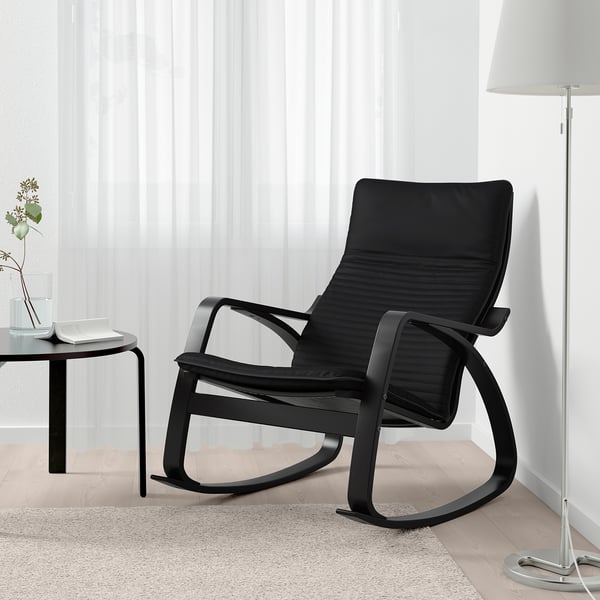 POÄNG rocking-chair, black-brown/Knisa black, 68x95x94 cm