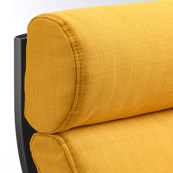 POÄNG rocking-chair, black-brown/Skiftebo yellow, 68x95x94 cm