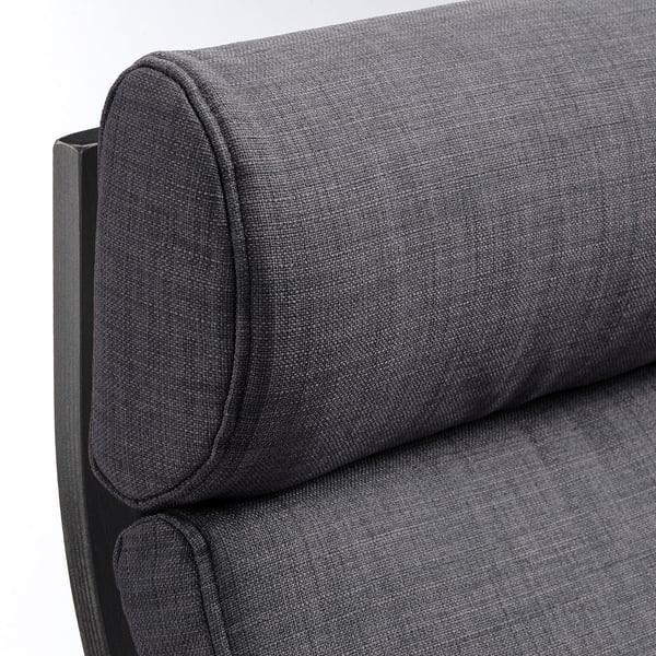 POÄNG rocking-chair, black-brown/Skiftebo dark grey, 68x95x94 cm