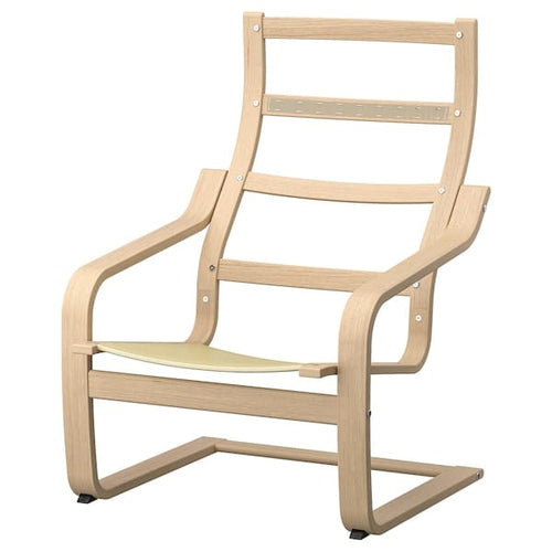 POÄNG armchair frame, white stained oak veneer, 56x97x82 cm