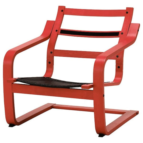 POÄNG armchair frame with low back, red stained, 56x70x75 cm