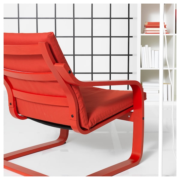 POÄNG - Low-back armchair frame, red stain