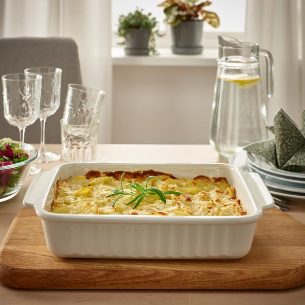 POETISK oven dish, off-white, 34x23 cm