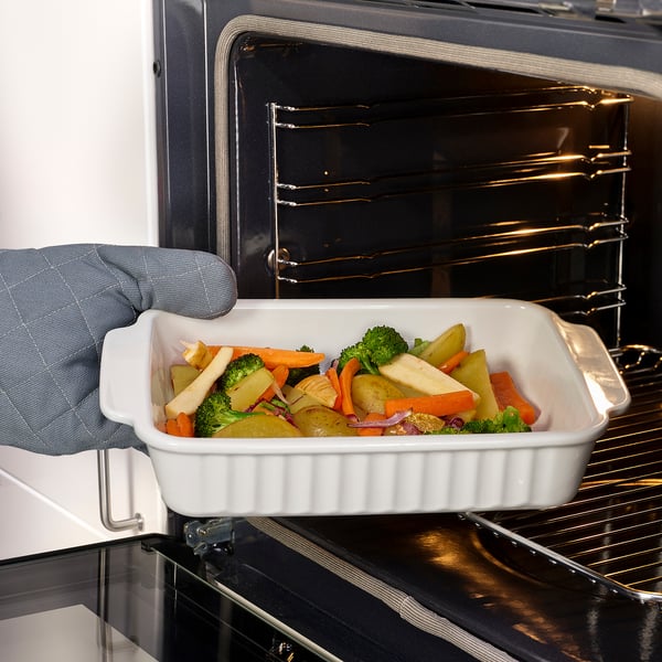 POETISK oven dish, off-white, 34x23 cm