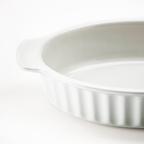 POETISK oven dish, oval/off-white