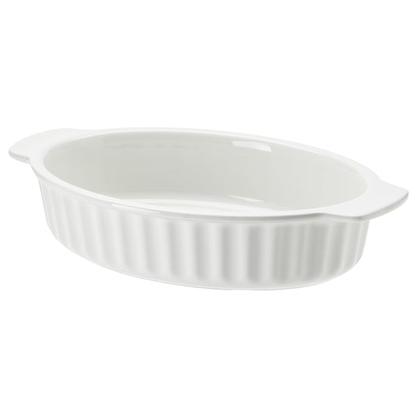 POETISK oven dish, oval/off-white