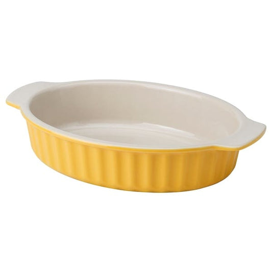 Ikea POETISK - Oven dish, oval/light yellow, 32x21 cm