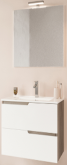 PORTO BATHROOM CABINET 80CM 2 DRAWERS CANNETTATI BCO/SMOKE OAK WITH MIRROR SCONCE