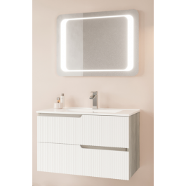 PORTO COMPOSITION 80 CM 2 DRAWERS OAK SMOKE LED