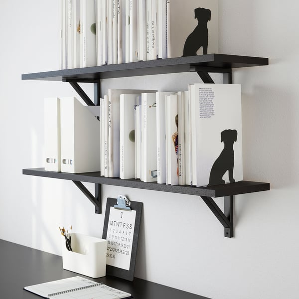 PORTVAKT book-end, black/dog, 12x14.5 cm