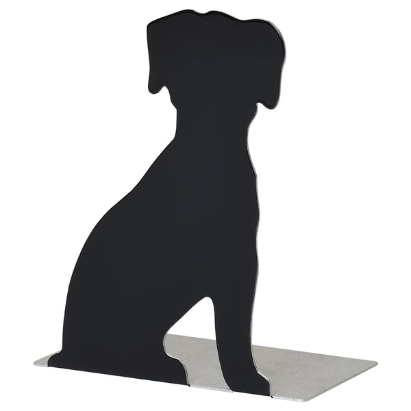 PORTVAKT book-end, black/dog, 12x14.5 cm