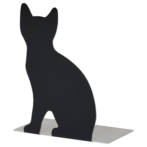 PORTVAKT book-end, black/cat, 12x14.5 cm