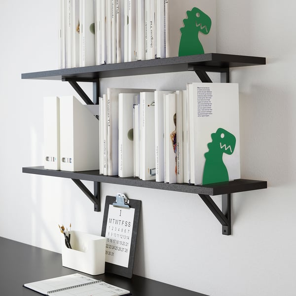 PORTVAKT book-end, green/dinosaur, 12x14.5 cm