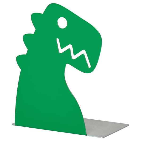 PORTVAKT book-end, green/dinosaur, 12x14.5 cm