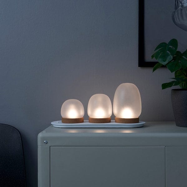 Ikea PRAKTSPIREA - 4-piece LED decoration lighting set, with charging tray
