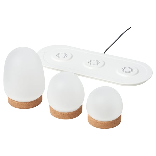 PRAKTSPIREA - 4-piece LED decoration lighting set, with charging tray