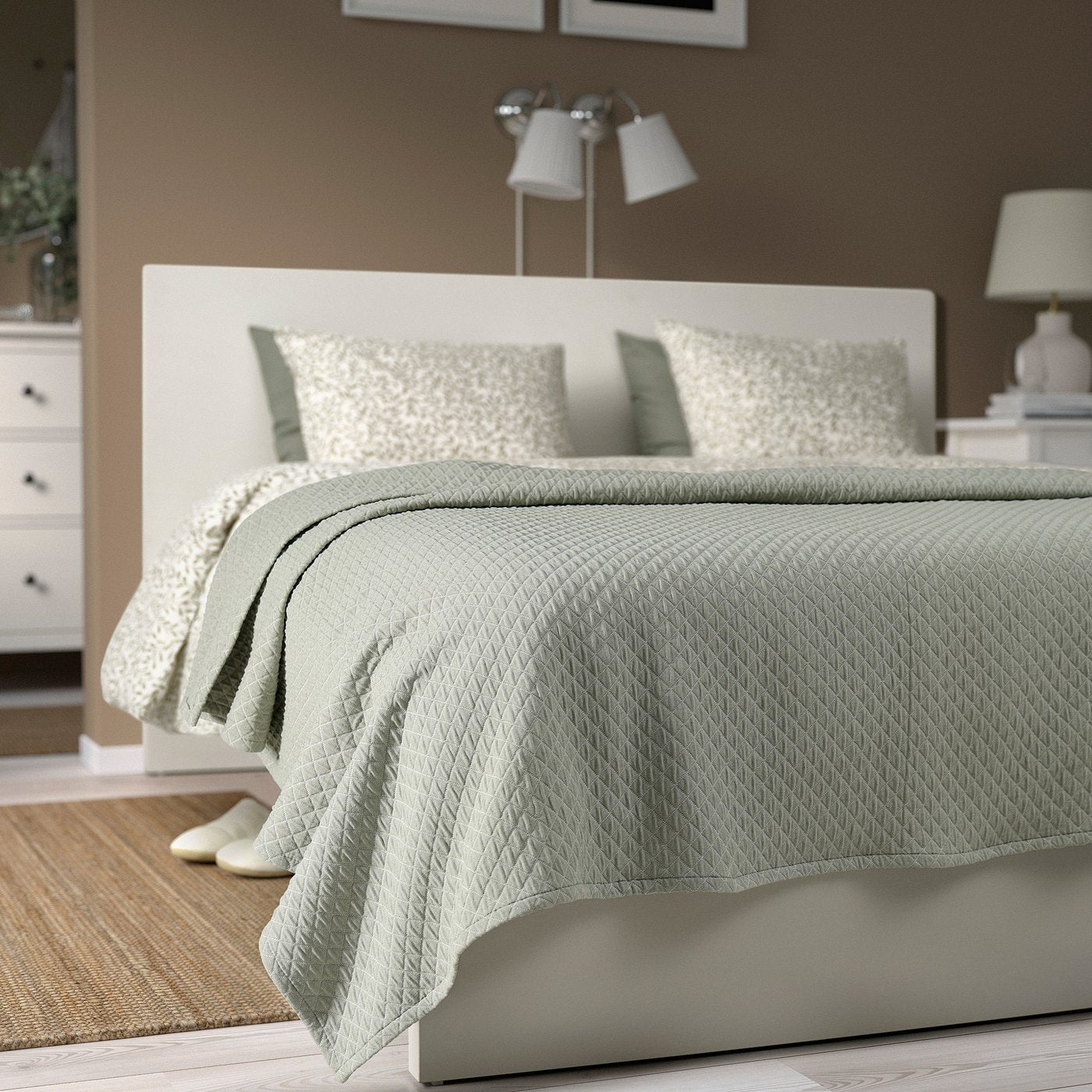 PRAKTVIAL bedspread, green, 260x250 cm