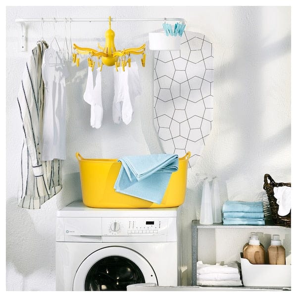 Ikea PRESS - Clothesline with 16 clothes pegs, yellow