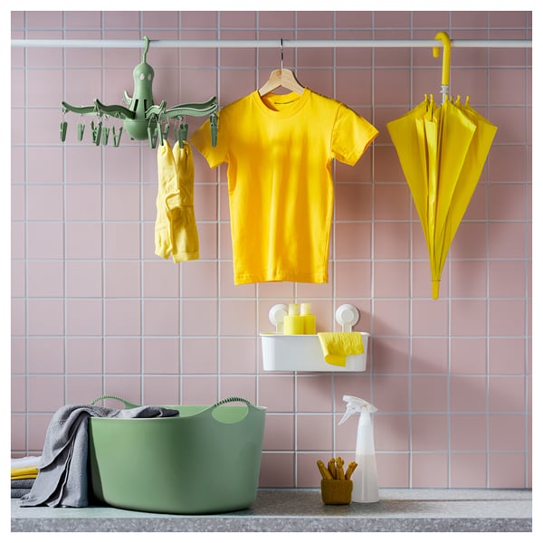 PRESSA hanging dryer 16 clothes pegs, green, 40 cm