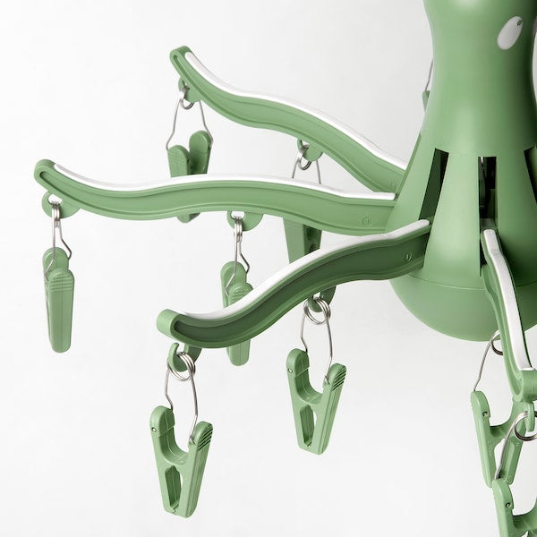 PRESSA - Hanging dryer 16 clothes pegs, green