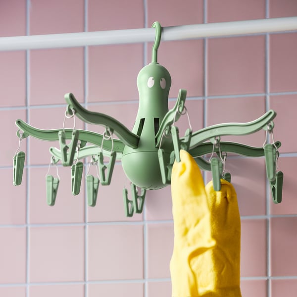 PRESSA hanging dryer 16 clothes pegs, green, 40 cm