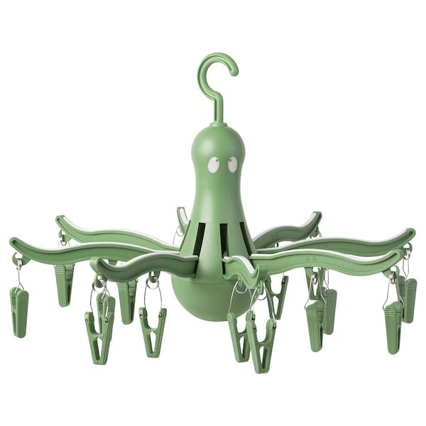 Ikea PRESSA - Hanging dryer 16 clothes pegs, green