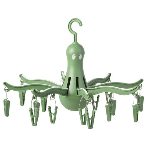 PRESSA hanging dryer 16 clothes pegs, green, 40 cm