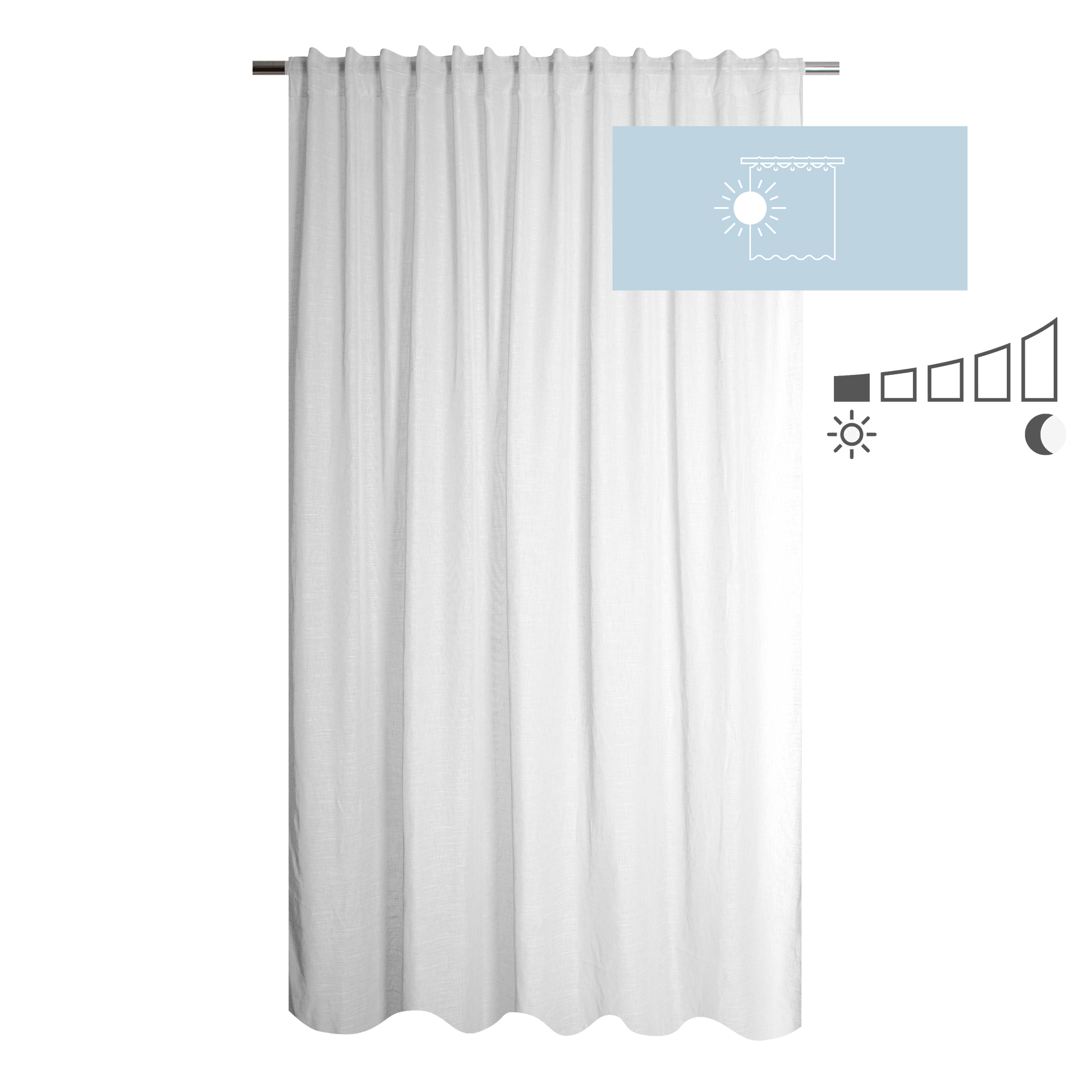 CAMBRIA WHITE FILTER CURTAIN 200X280CM WITH WEBBING AND CONCEALED LOOP