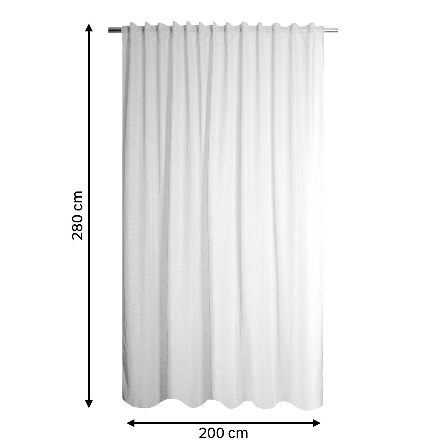 CAMBRIA WHITE FILTER CURTAIN 200X280CM WITH WEBBING AND CONCEALED LOOP