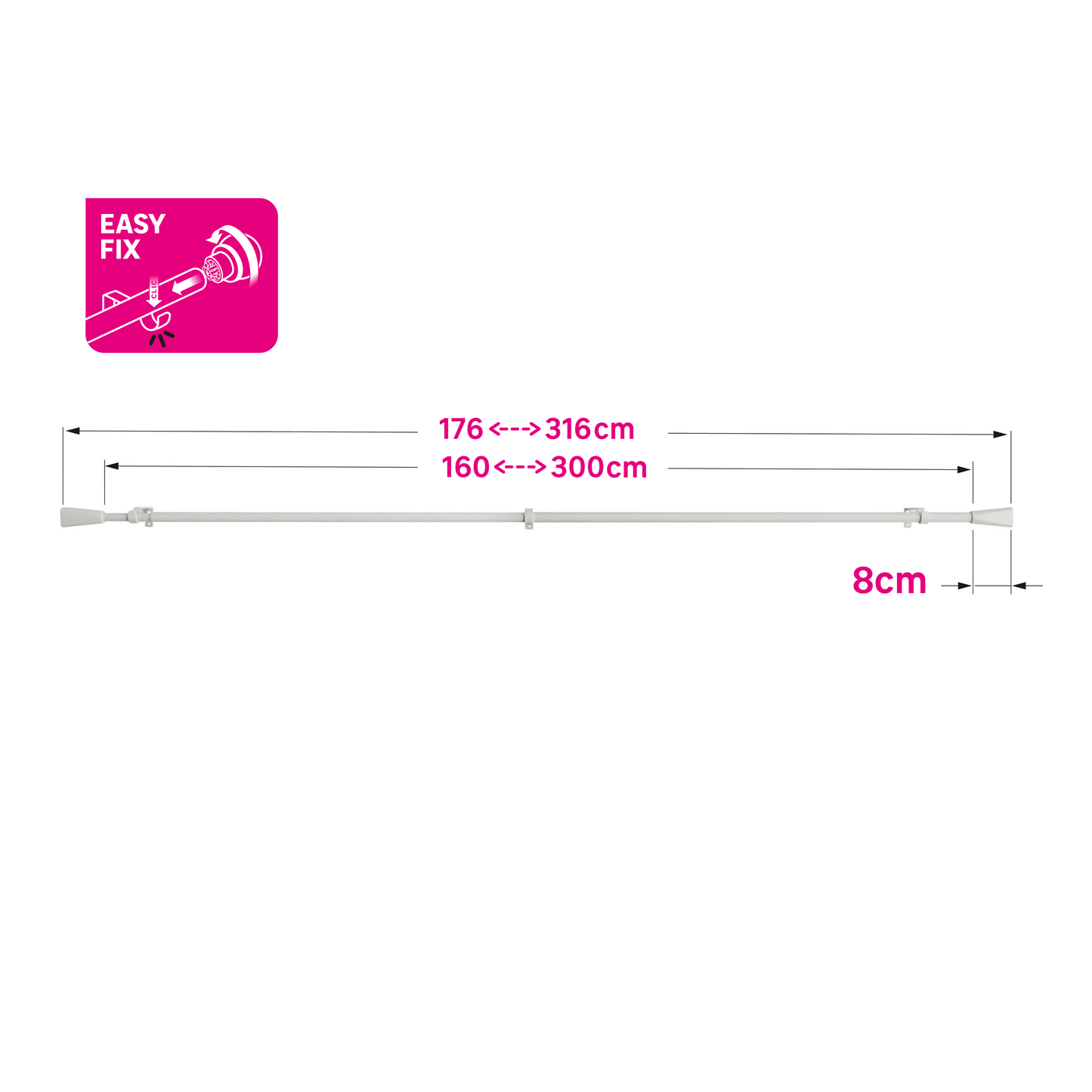 Bricocenter COUNTY METAL RILOGA KIT MATT WHITE 160/300 CM D16/19