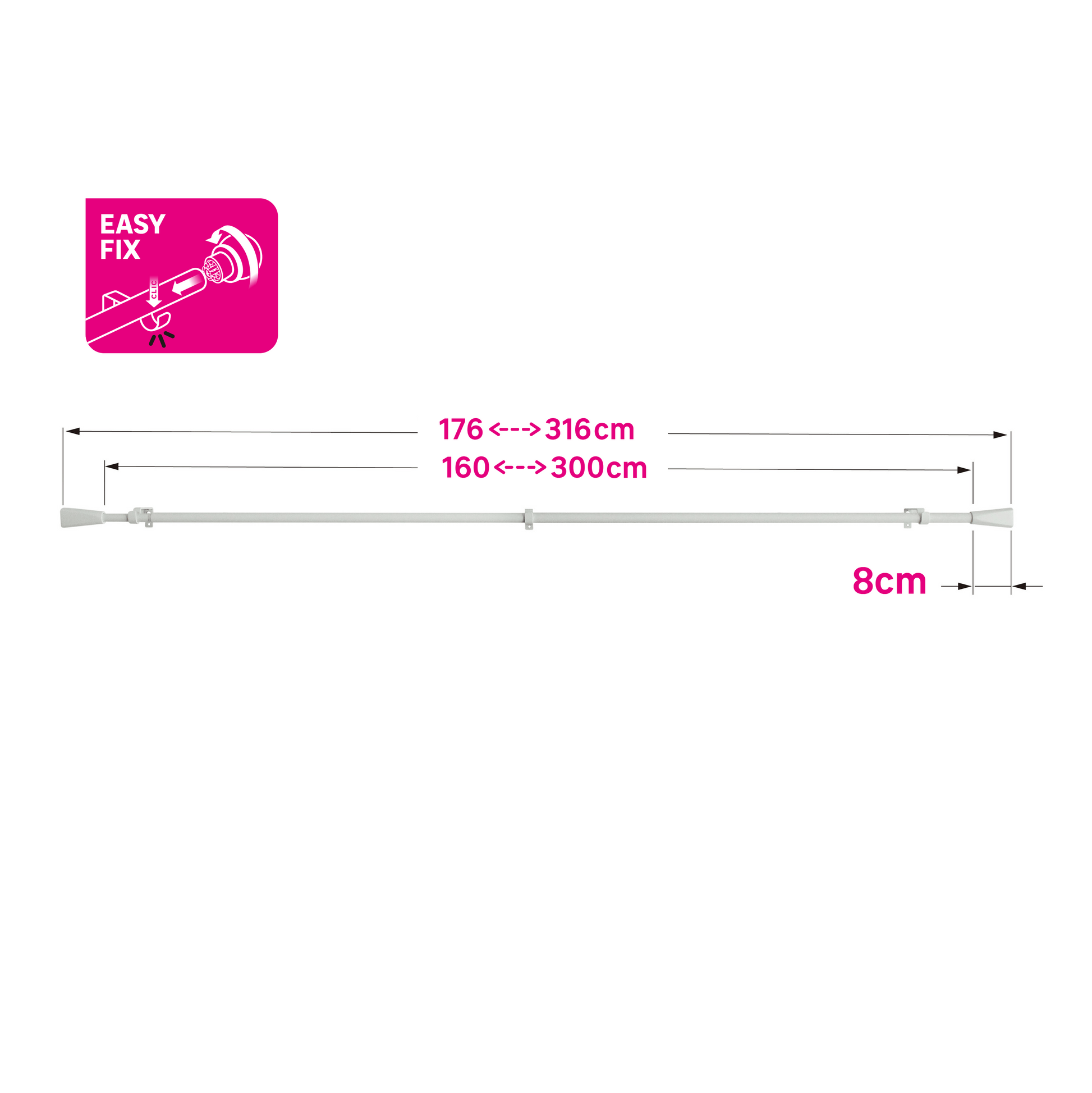 Bricocenter COUNTY METAL RILOGA KIT MATT WHITE 160/300 CM D16/19