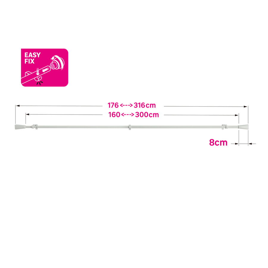 Bricocenter COUNTY METAL RILOGA KIT MATT WHITE 160/300 CM D16/19