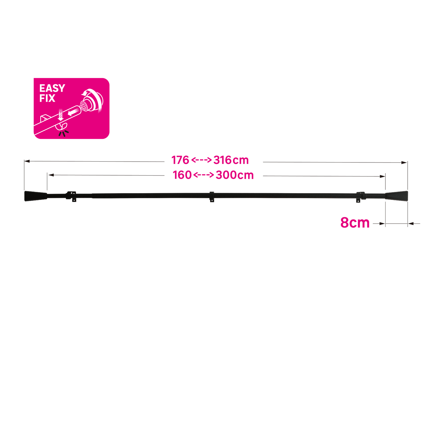 Bricocenter INDUSTRAL RILOGA KIT METAL MATT BLACK 160/300 CM D16/19