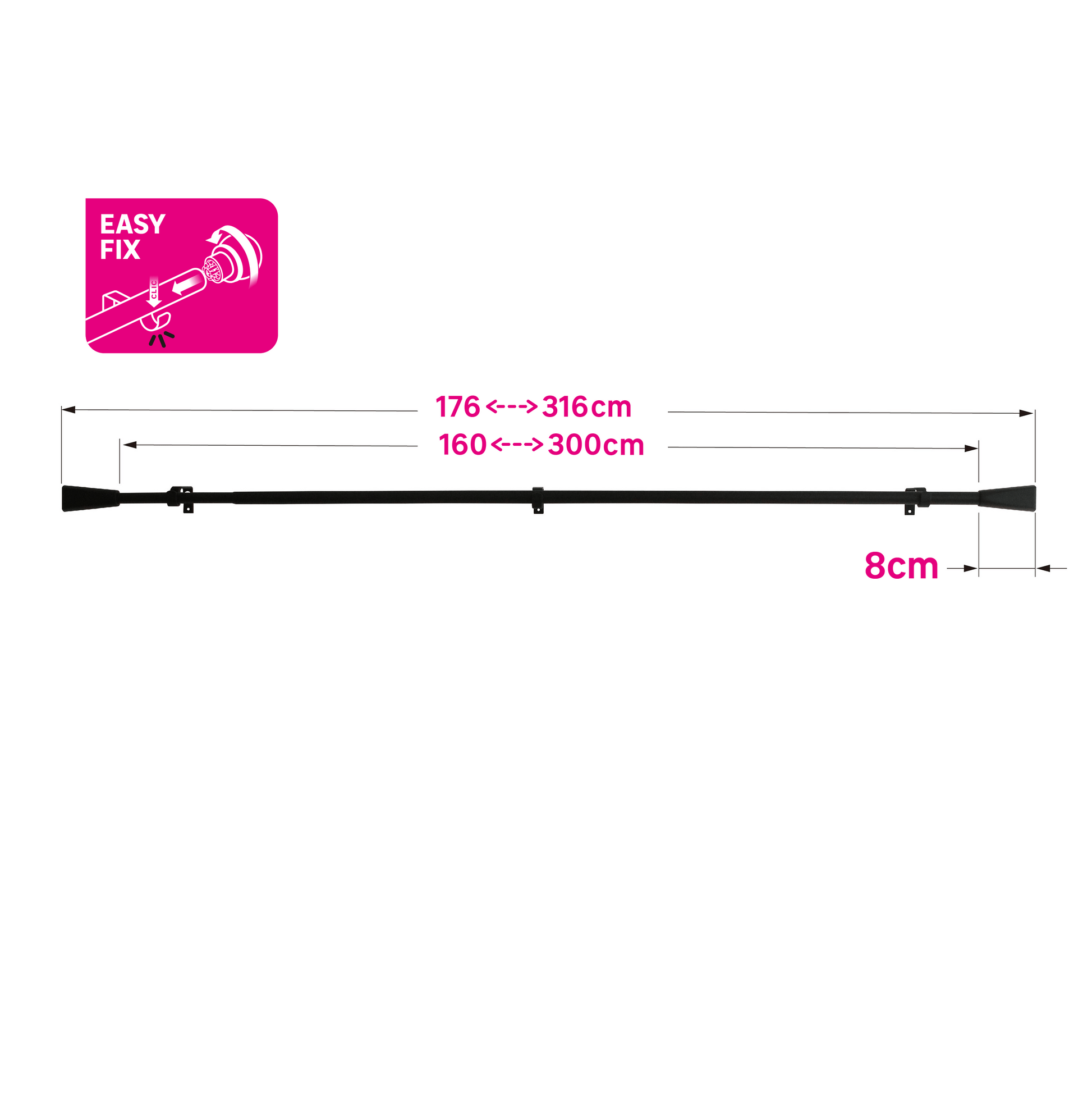 Bricocenter INDUSTRAL RILOGA KIT METAL MATT BLACK 160/300 CM D16/19