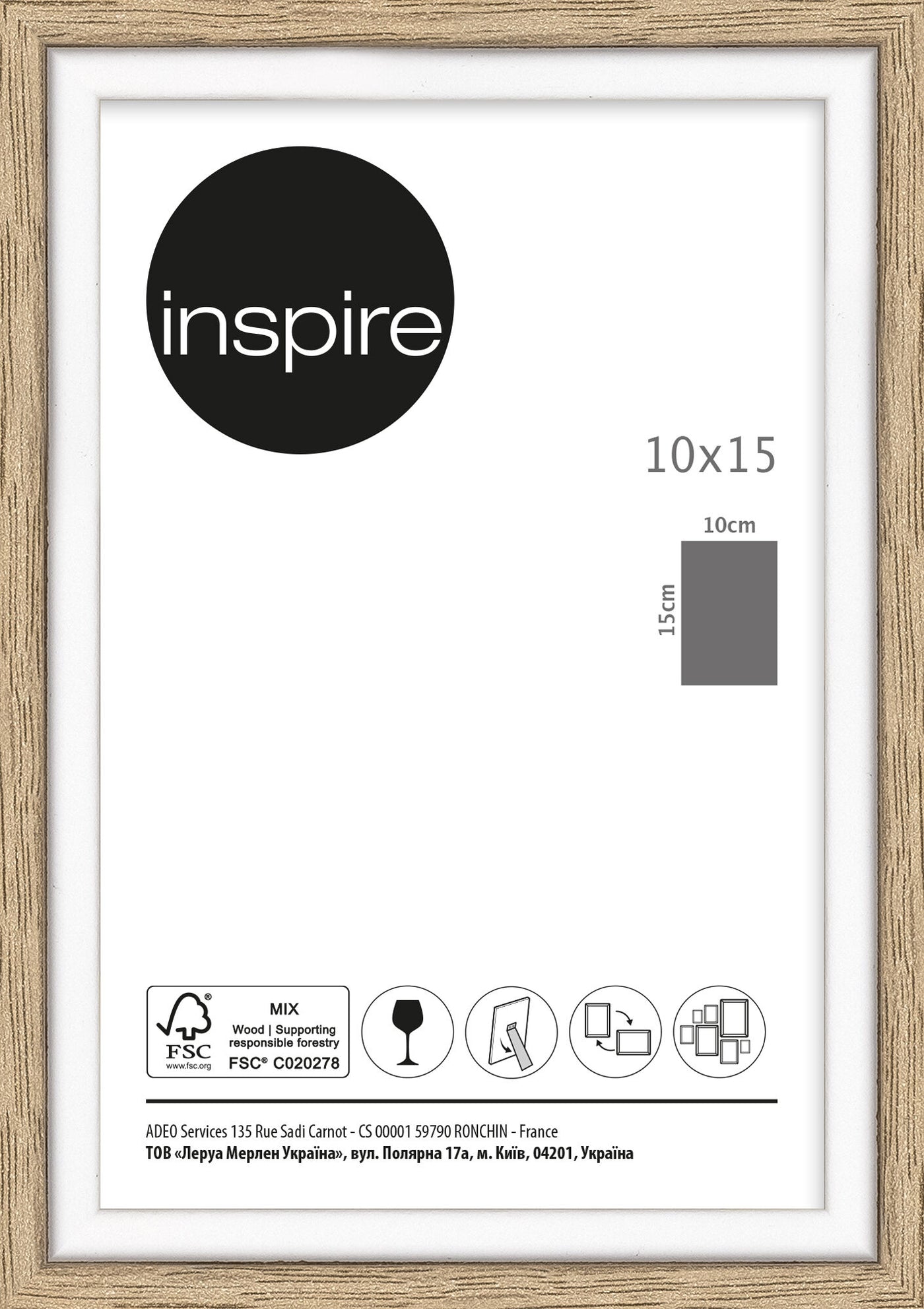Unika 10x15 frame in natural and white wood