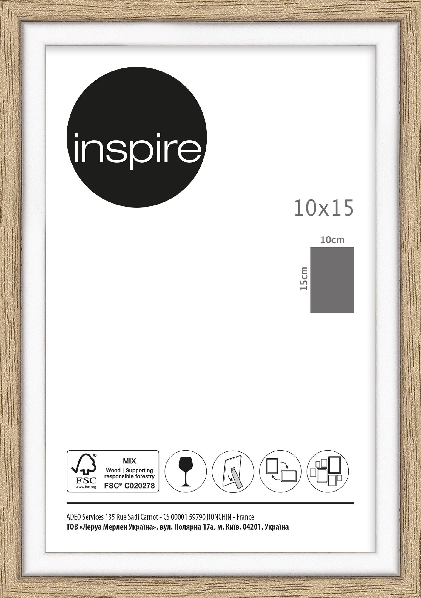 Unika 10x15 frame in natural and white wood
