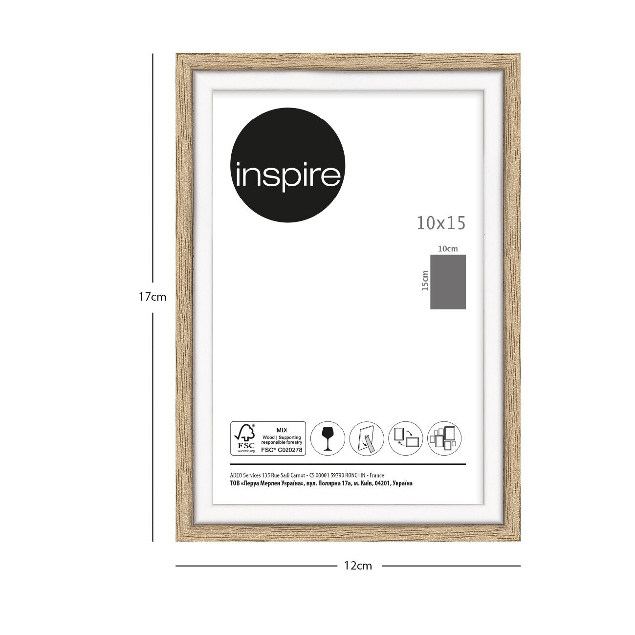 Unika 10x15 frame in natural and white wood