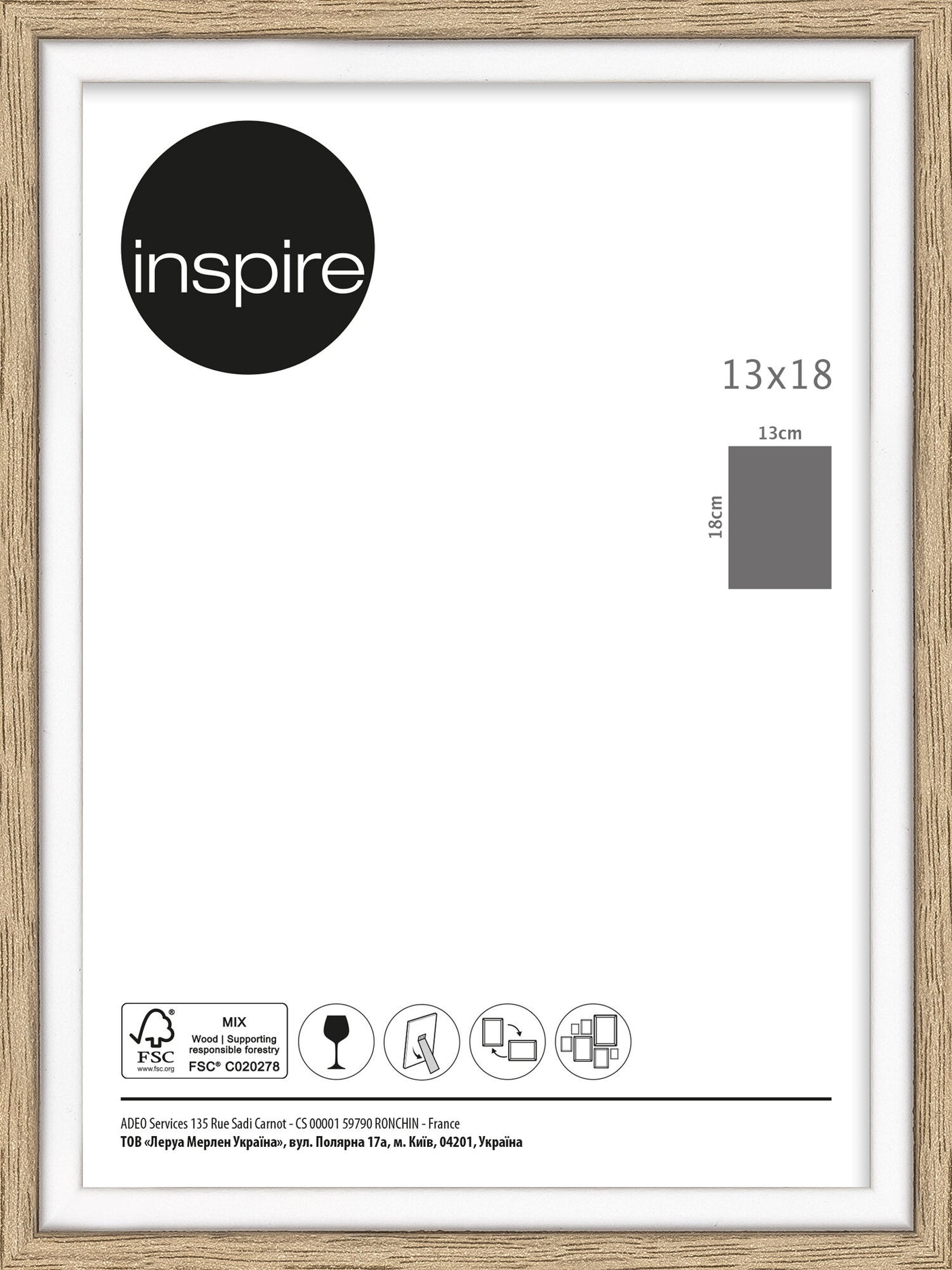 Unika 13x18 frame in natural and white wood