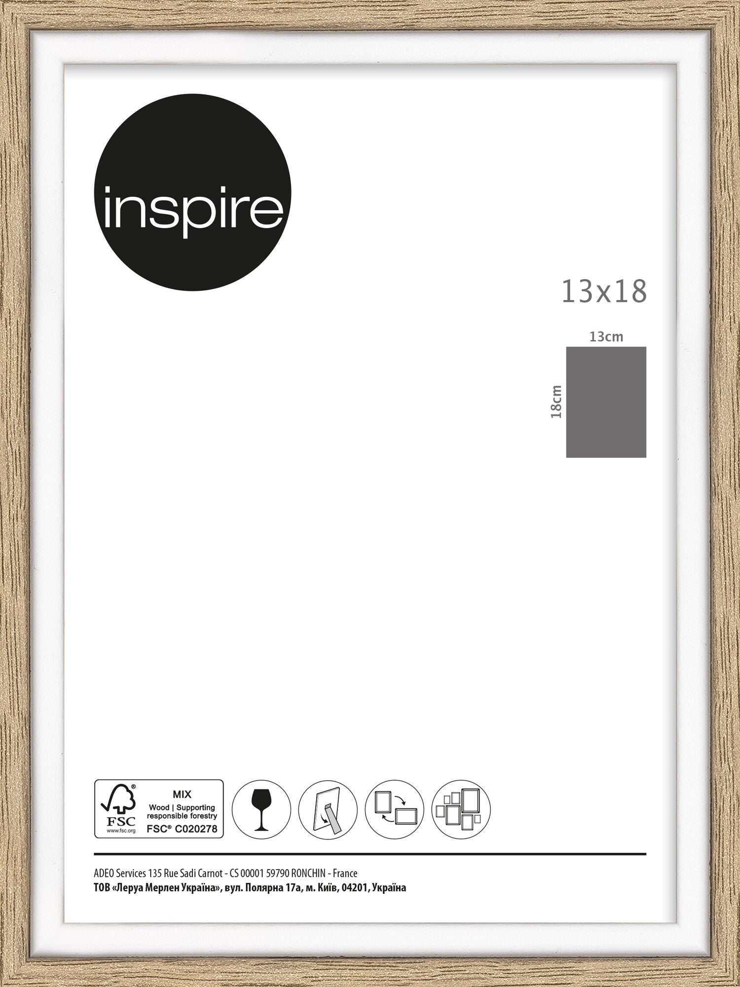 Unika 13x18 frame in natural and white wood