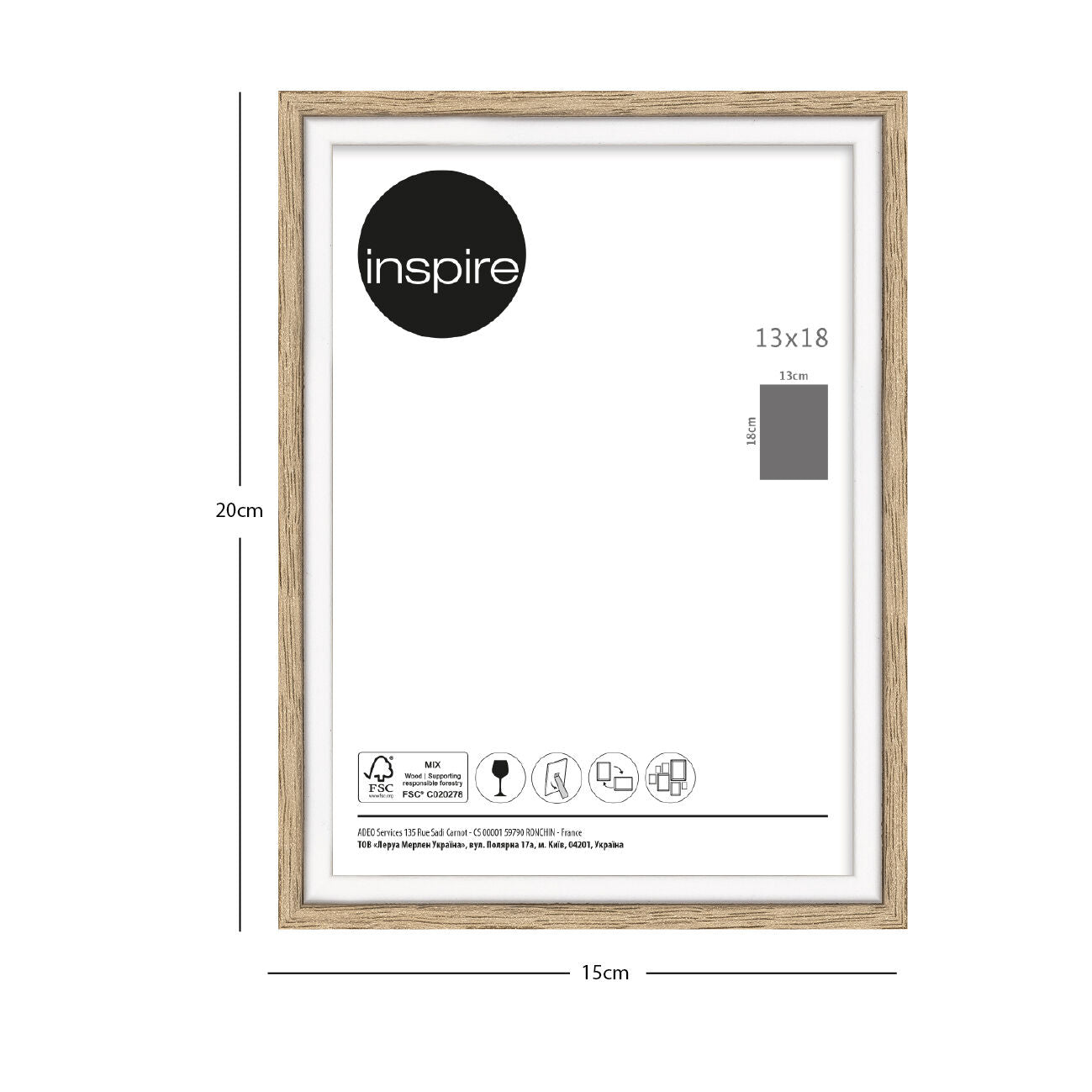 Unika 13x18 frame in natural and white wood