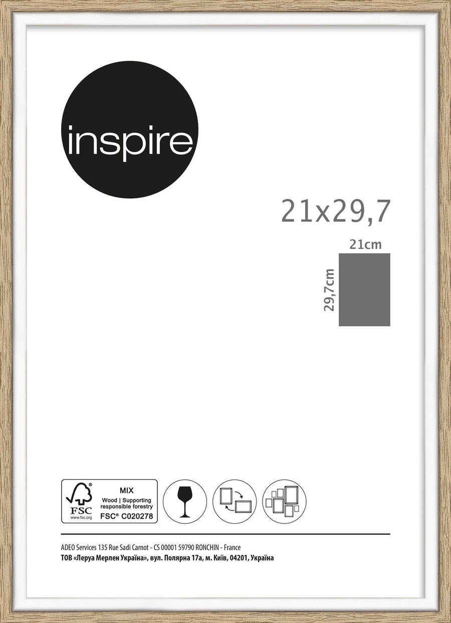 Unika picture frame, 21x29.7 cm, natural wood and white