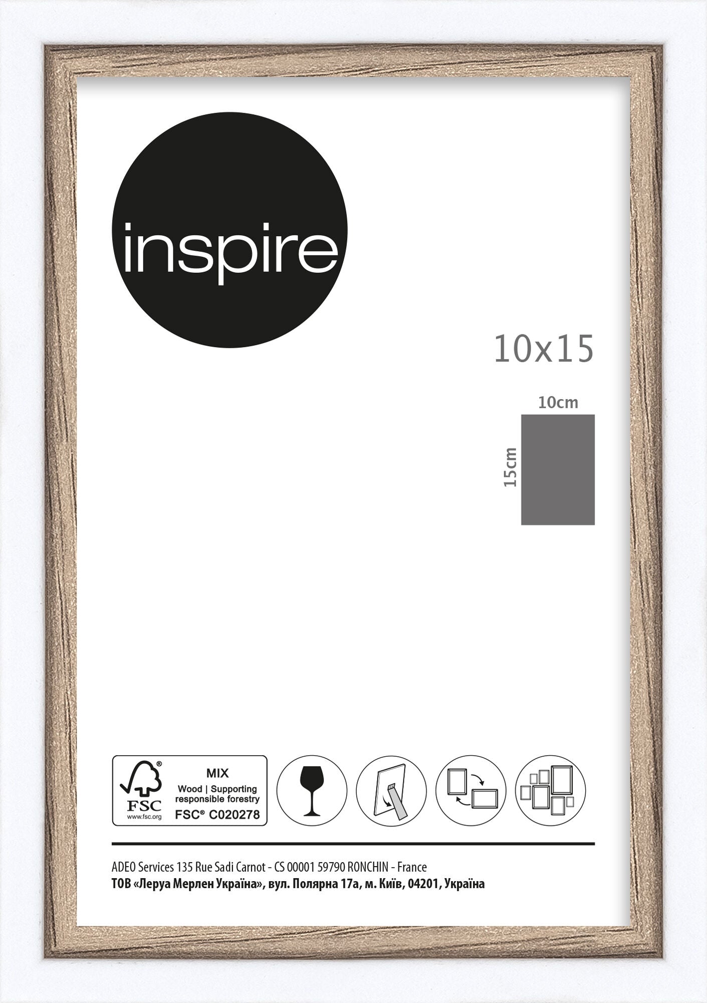 Unika 10x15 frame in white and natural wood