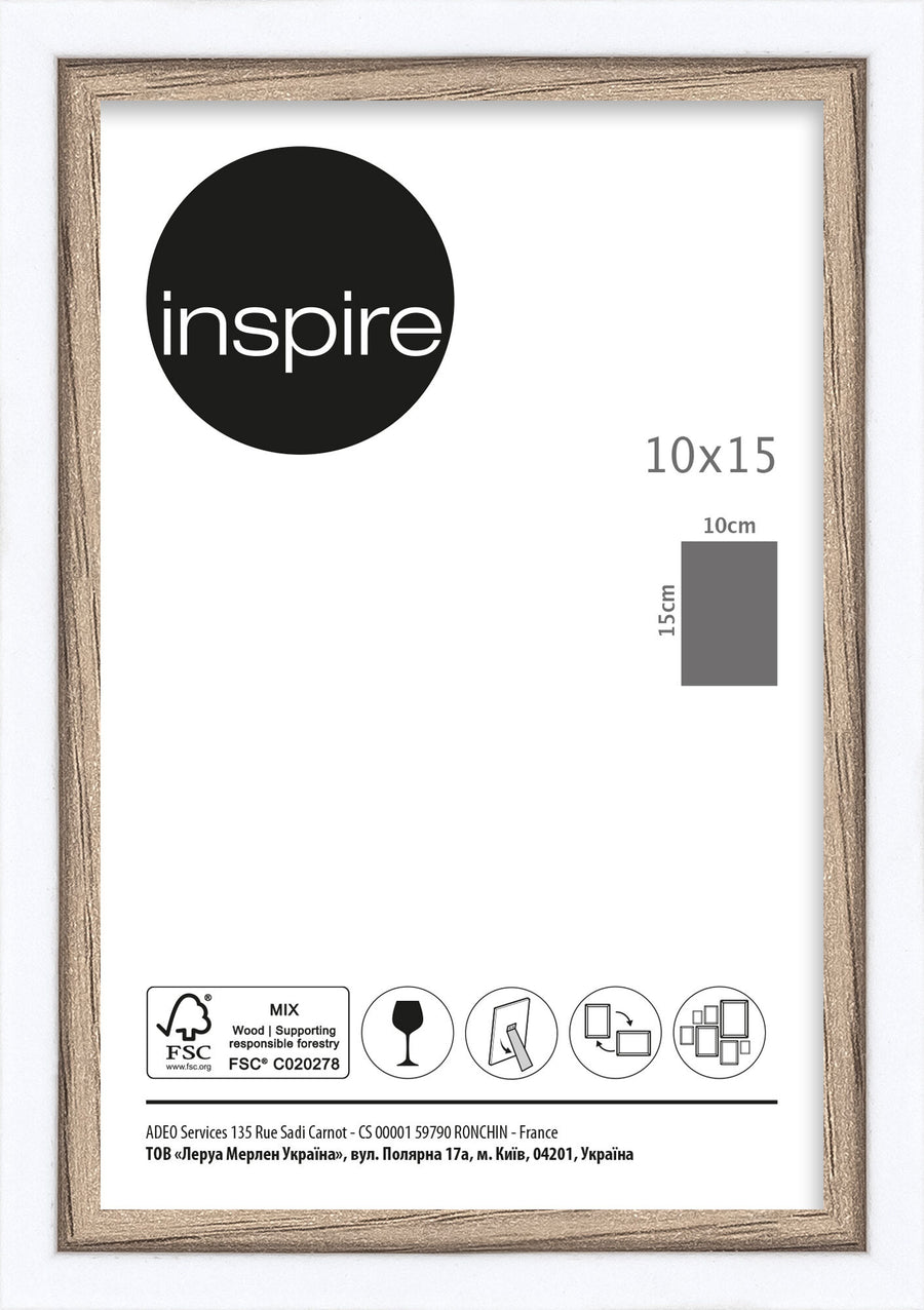 Unika 10x15 frame in white and natural wood