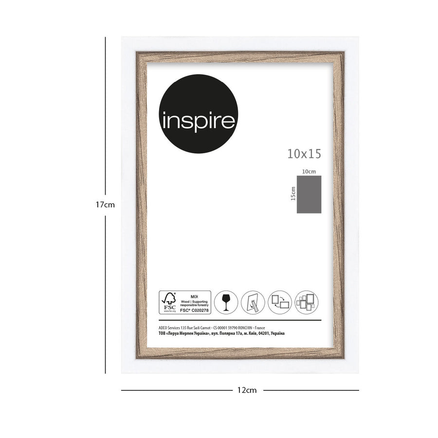 Unika 10x15 frame in white and natural wood