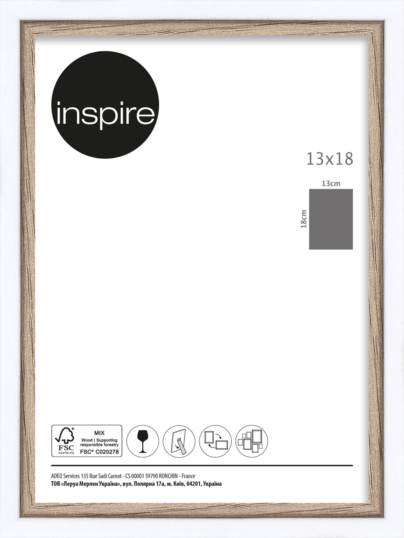 Unika 13x18 frame in white and natural wood
